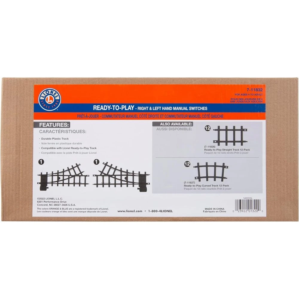 Extra Left & Right Tracks For Ready-to-Play Train Set By Lionel - 2-Piece Set 3 Extra Left & Right Tracks For Ready-to-Play Train Set By Lionel - 2-Piece Set