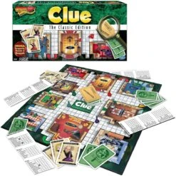 Classic Clue Board Game In Retro Box -Spiderman Hanging Store Classic Clue Game Box Contents 61629.1600808142