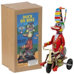 Duck On Bike Wind-Up Tin Toy