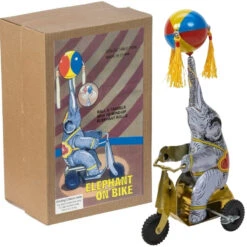 Elephant On Bike Wind-Up Tin Toy