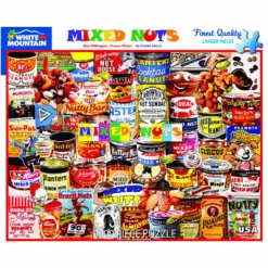 Mixed Nuts 1000pc Puzzle By White Mountain -Spiderman Hanging Store Mixed Nuts puzzle retrofestive 14432.1619739986