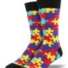 Puzzled Men's Crew Socks By Socksmith Canada -Spiderman Hanging Store Puzzled Men 76356.1533044333