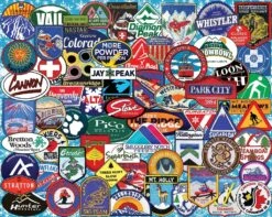 Ski Badges 1000pc Puzzle By White Mountain -Spiderman Hanging Store Ski Badges Jigsaw Puzzle by White Mountain 18712.1613452247